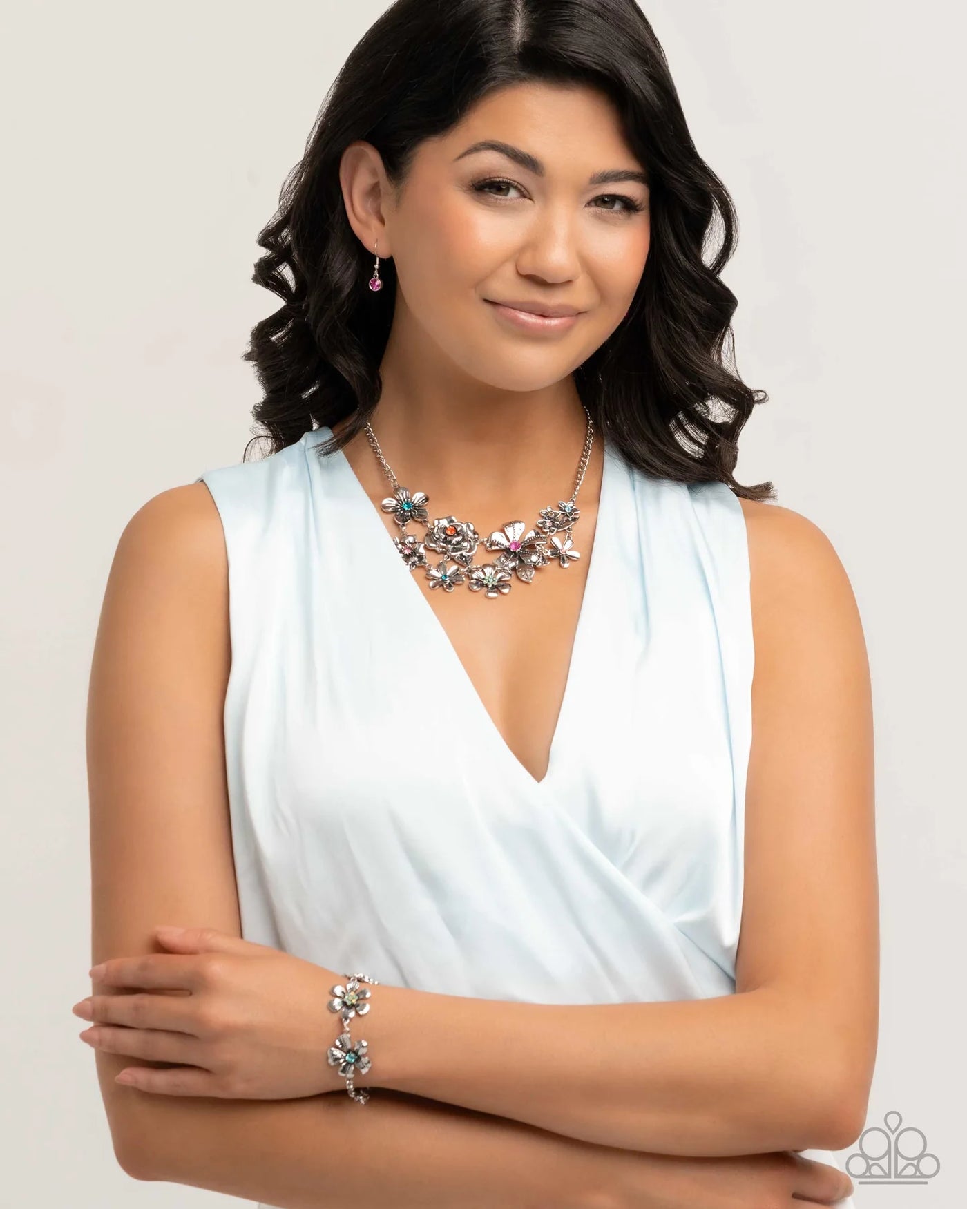 Paparazzi Floral Fate Necklace and Floral Fluke Set - Multi