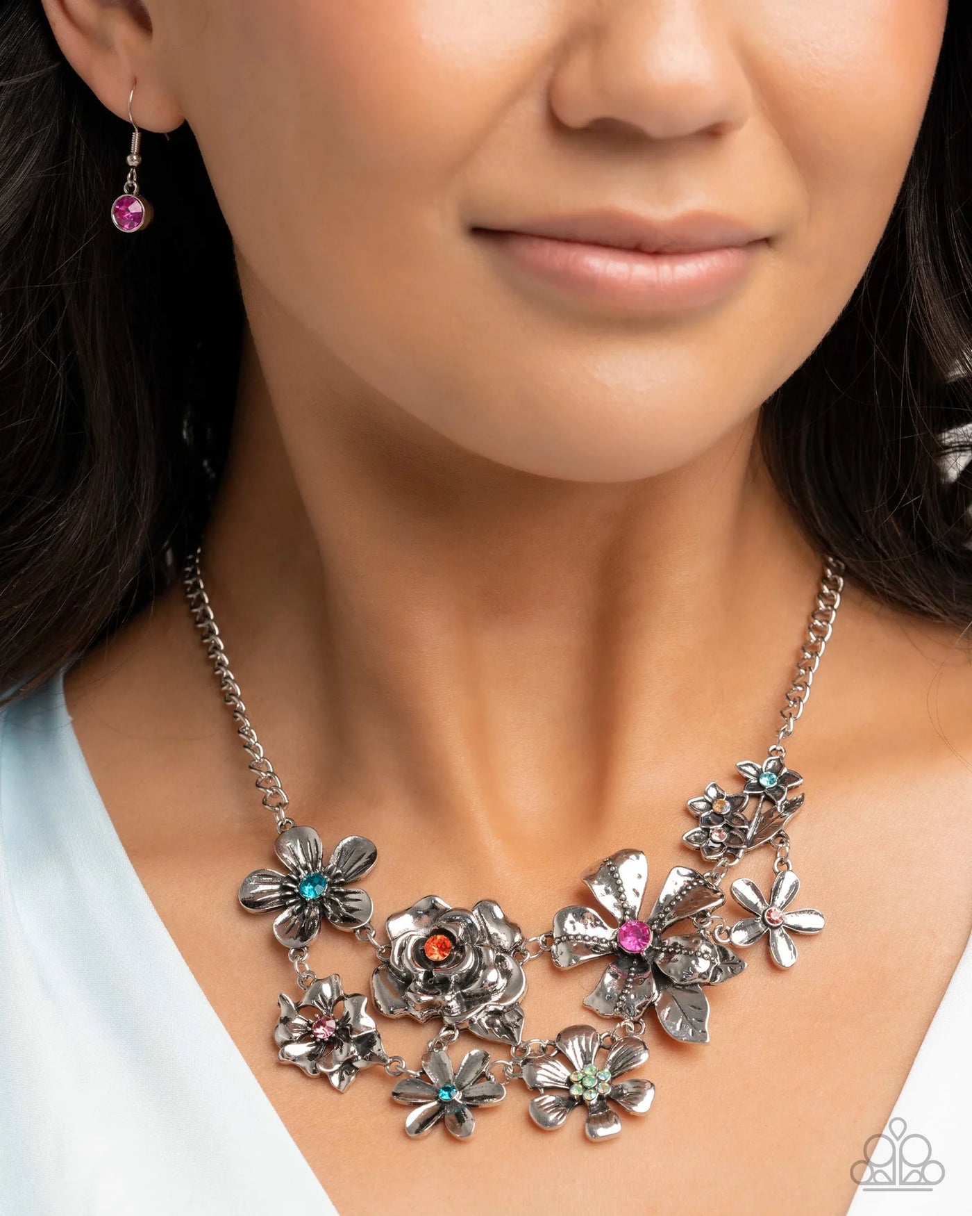 Paparazzi Floral Fate Necklace and Floral Fluke Set - Multi