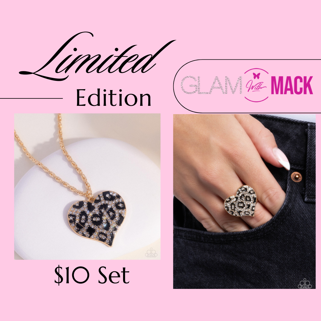 Paparazzi Cheetah Compound Cameo Necklace and Ring Set
