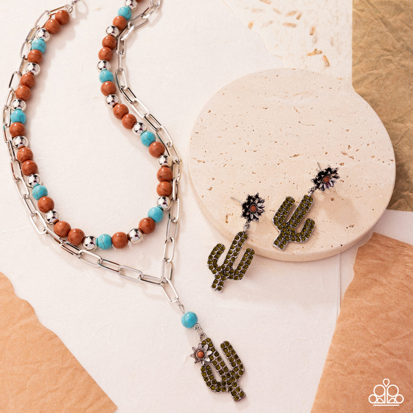 Paparazzi Cactus Cascade Cause - Necklace and Earring Set