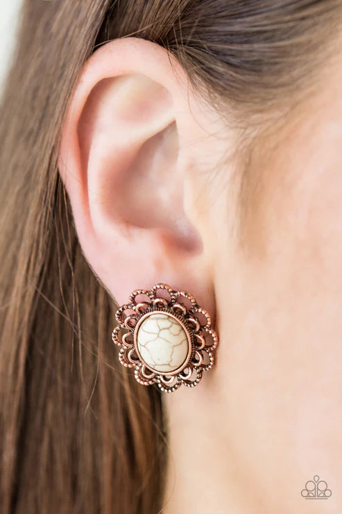 Paparazzi Turn To Stone - Copper Post Earrings