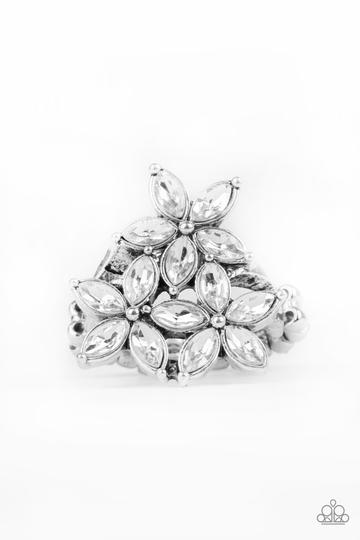 Paparazzi Gardenia Grandeur - White Rhinestones - Ring