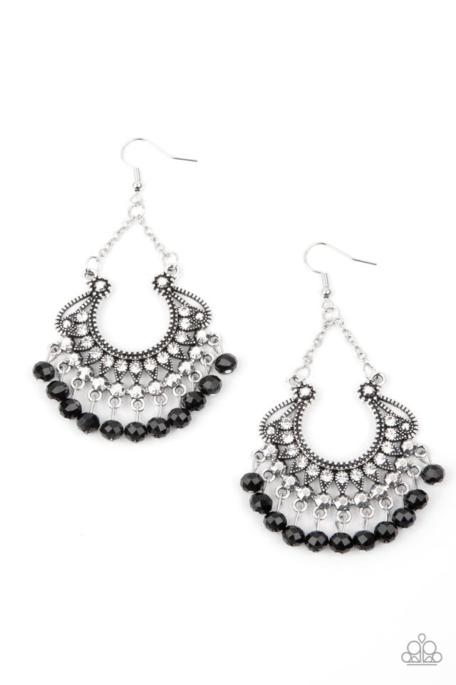 Paparazzi Earring ~ GLOW Down In Flames - Black