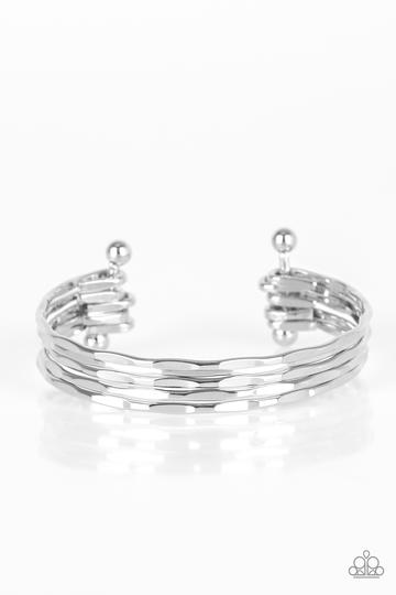 Paparazzi Street Refinement - Silver - Hammered Cuff Bracelet