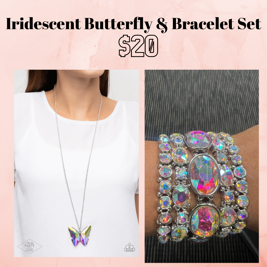 Iridescent Butterfly & Bracelet Set