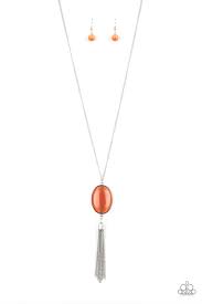 Paparazzi Tasseled Tranquility - Orange Necklace